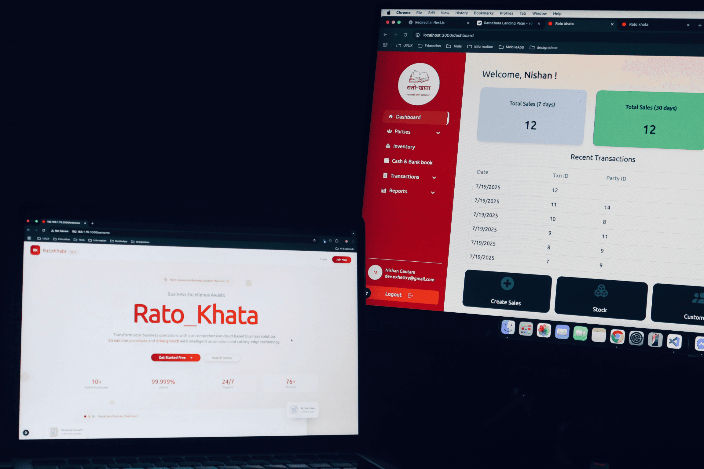 RatoKhata Business Solution Dashboard